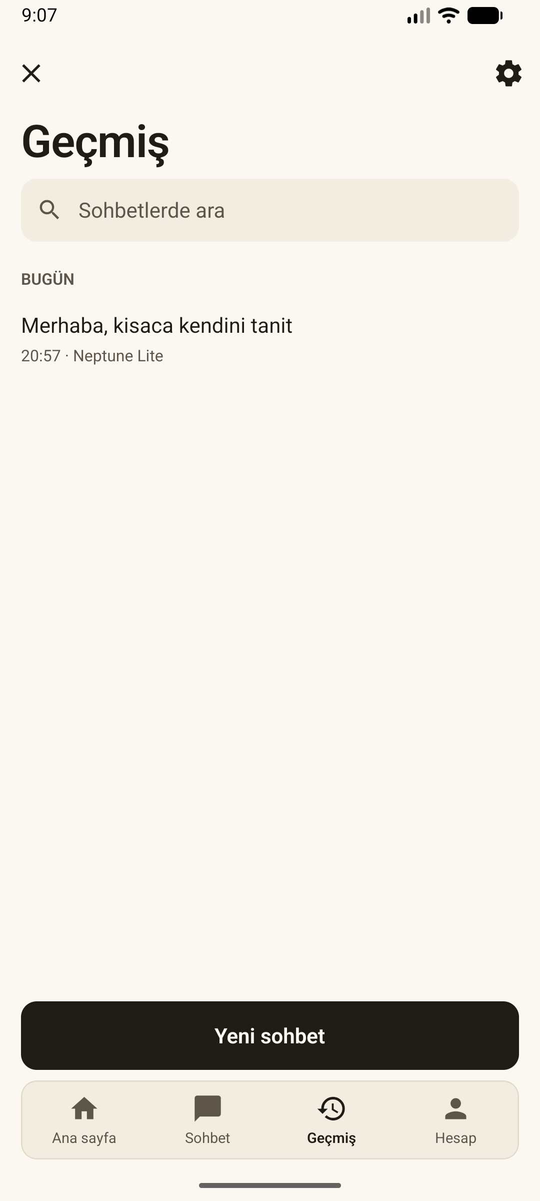 Neptune AI chat history list